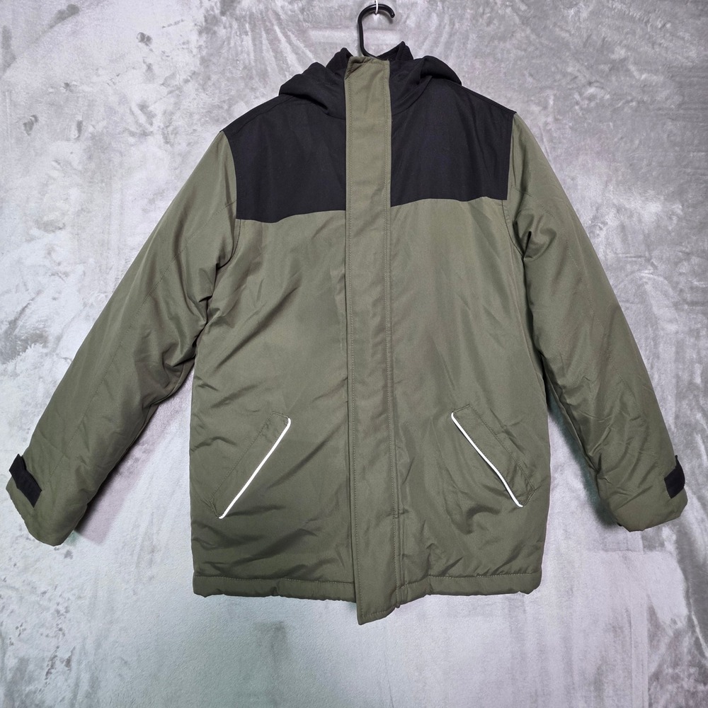 Gap Kids Boys XL 14-16 2-in-1 Hooded Parka Jacket Olive Green Black 1166